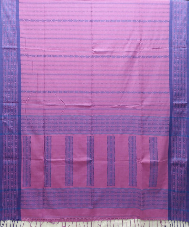 Bengal handspun handwoven cotton pink and purple saree