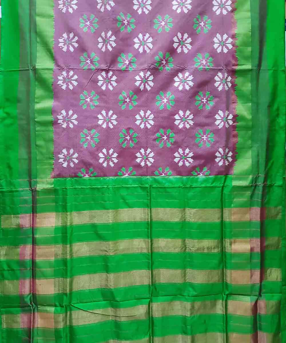 Pink with green handwoven ikkat silk pochampally saree