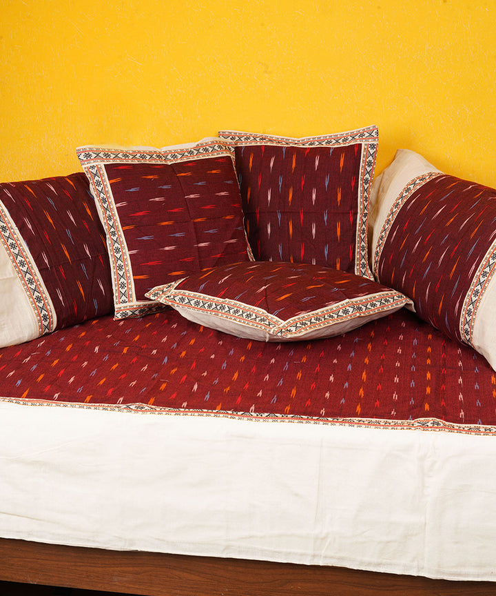 Maroon cotton handloom pochampally ikat diwan set