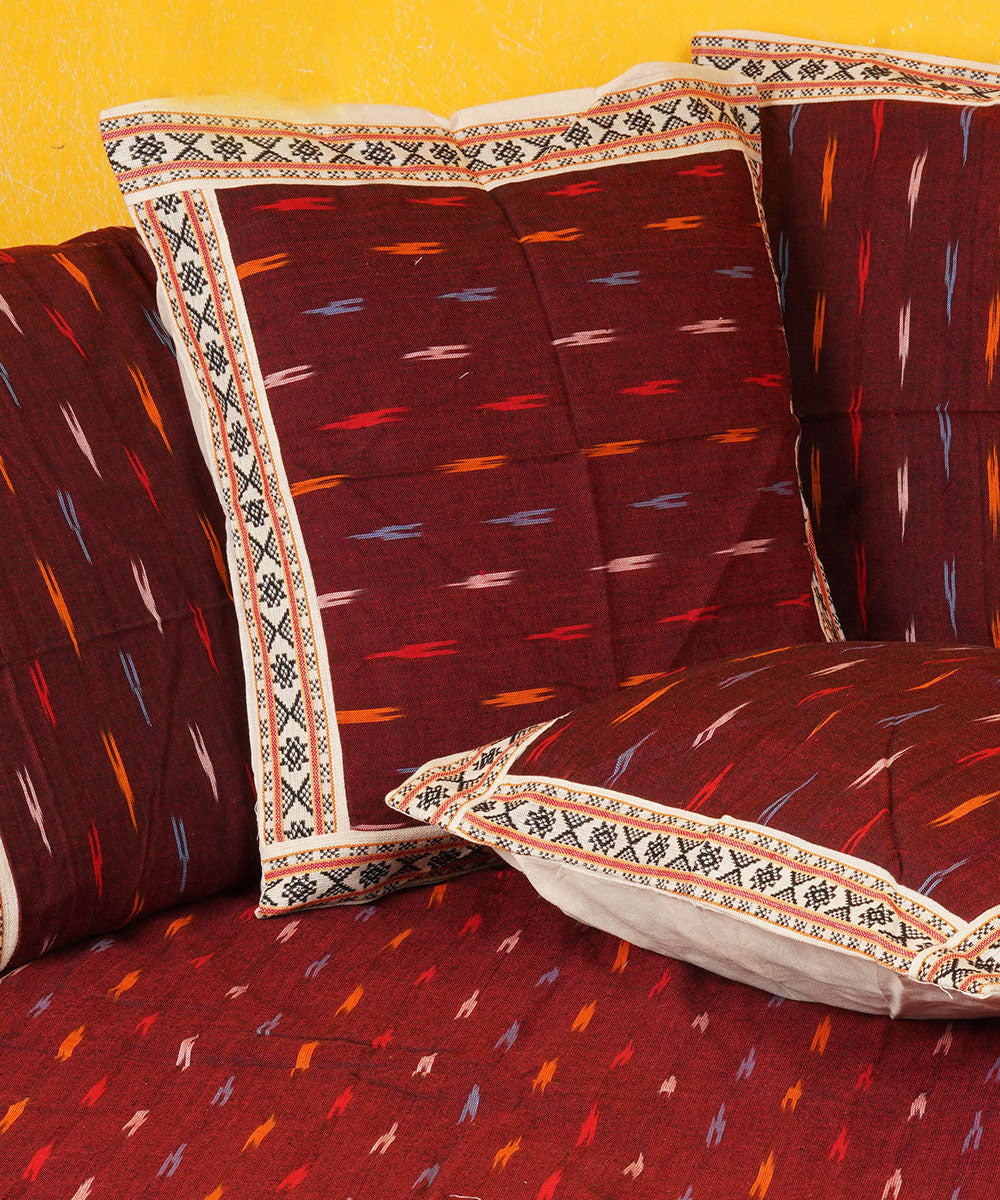 Maroon cotton handloom pochampally ikat diwan set