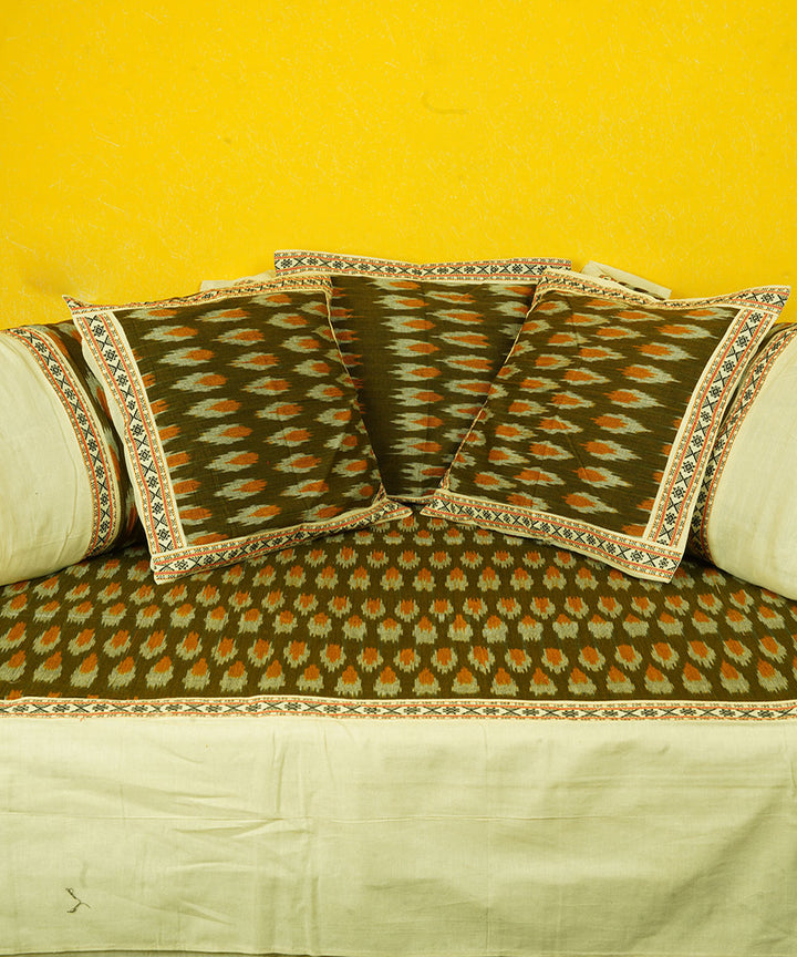 Olive green cotton handloom pochampally ikat diwan set