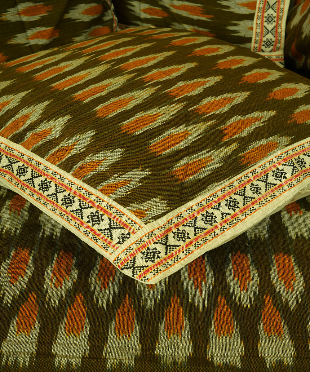 Olive green cotton handloom pochampally ikat diwan set