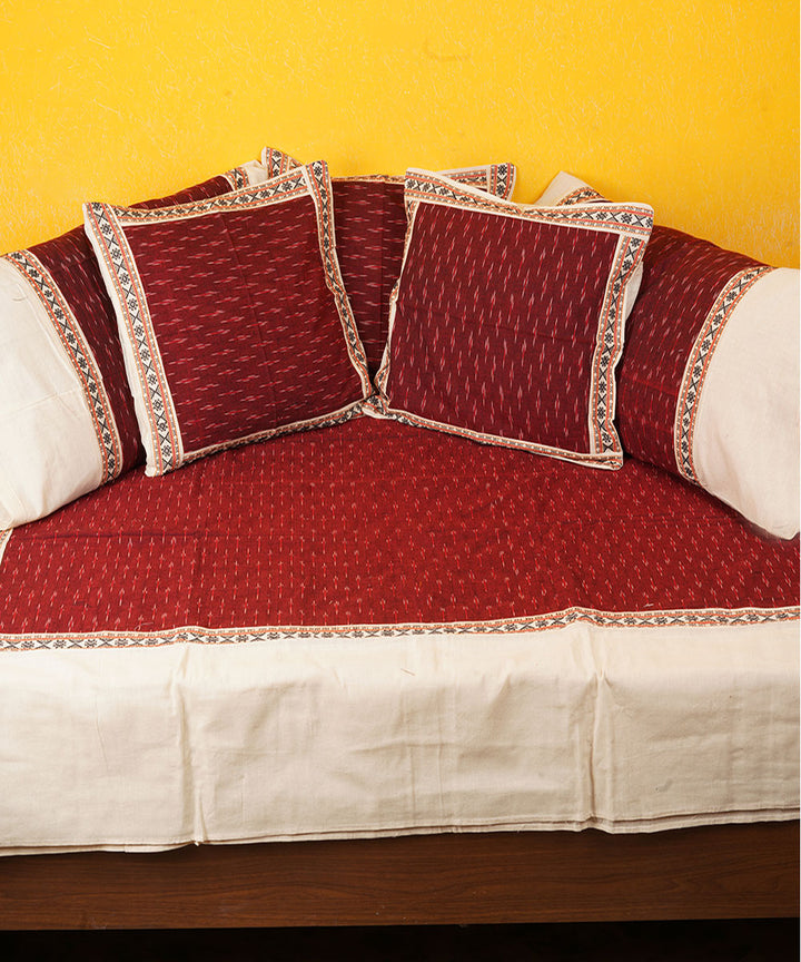 Maroon handloom cotton pochampally ikat diwan set
