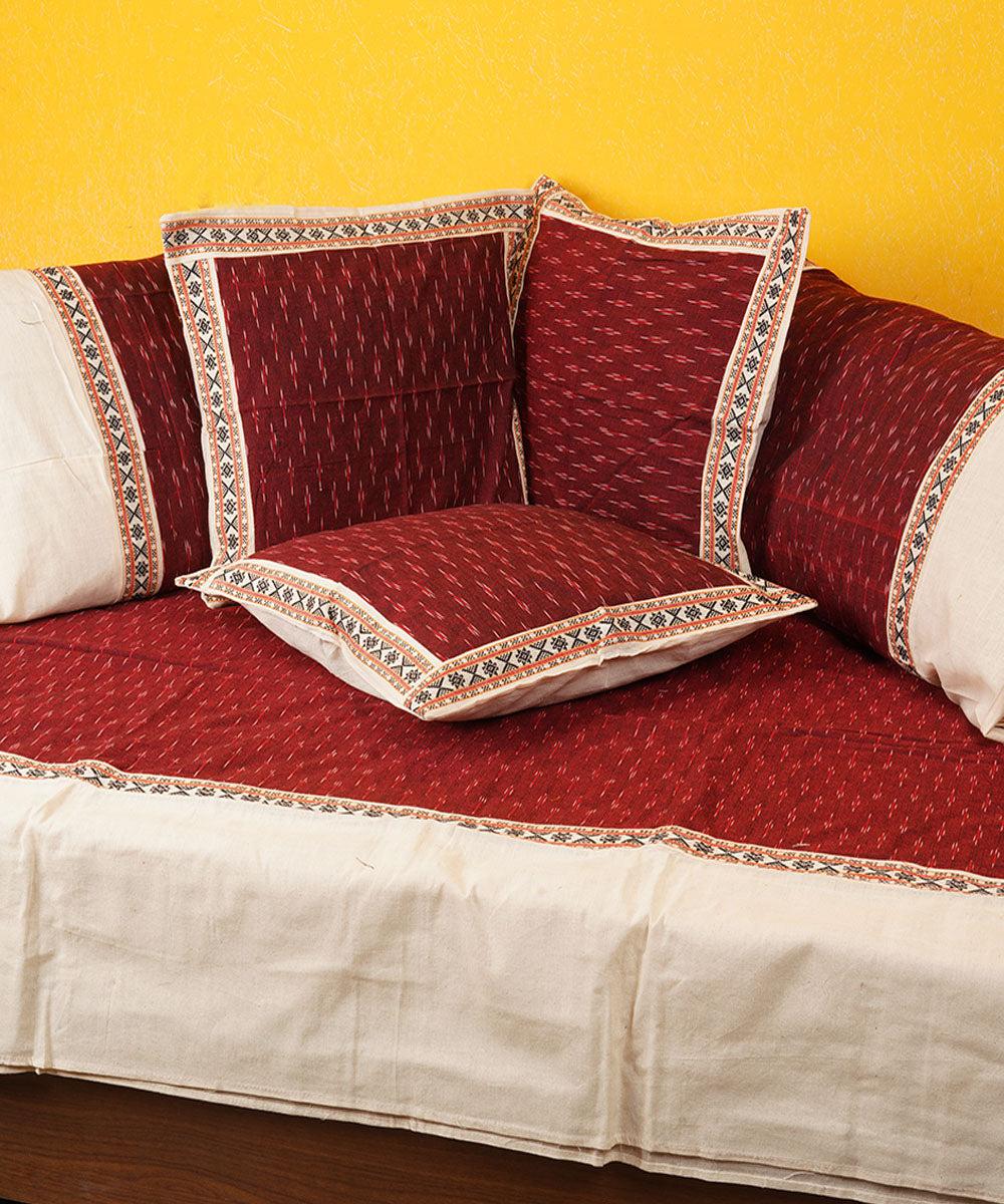 Maroon handloom cotton pochampally ikat diwan set
