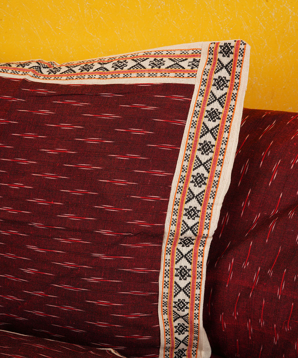 Maroon handloom cotton pochampally ikat diwan set