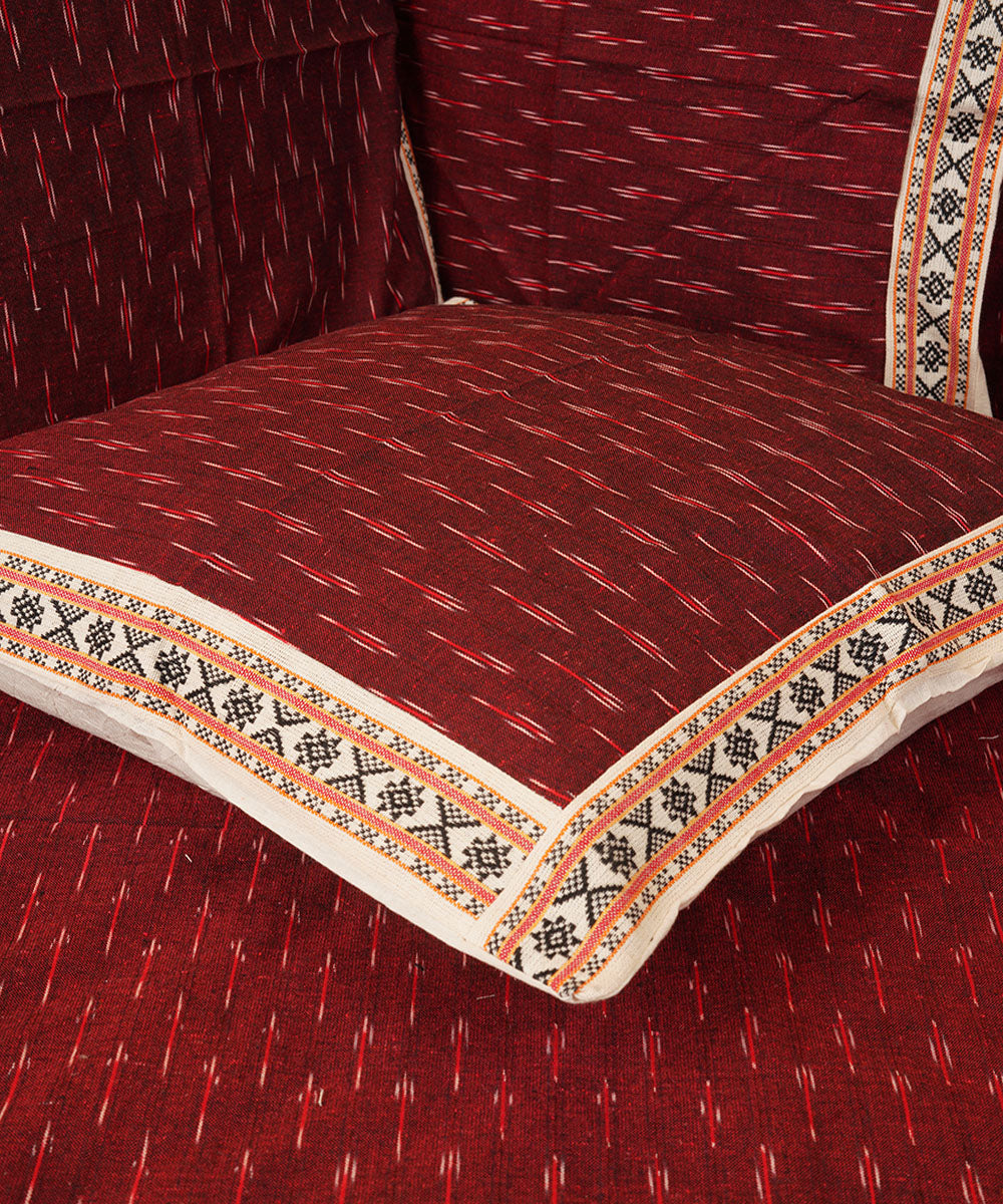 Maroon handloom cotton pochampally ikat diwan set