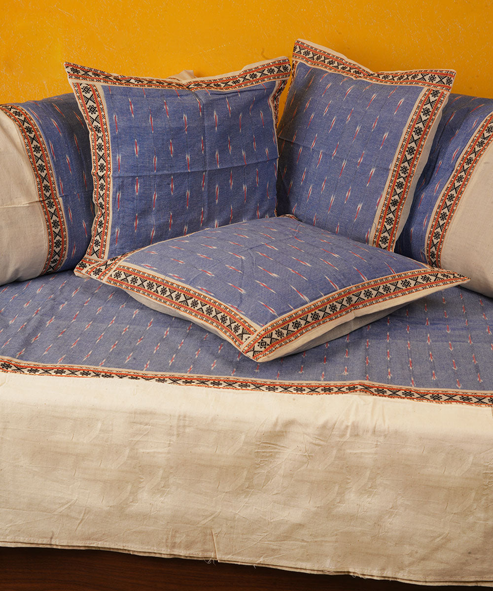 Pale blue cotton handloom pochampally ikat diwan set