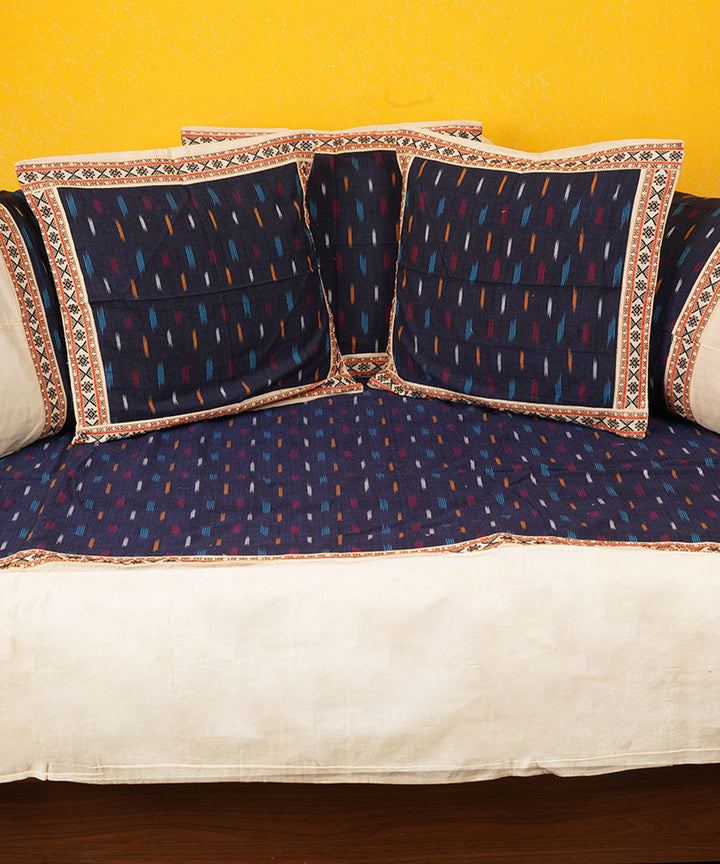 Navy blue cotton handloom pochampally ikat diwan set