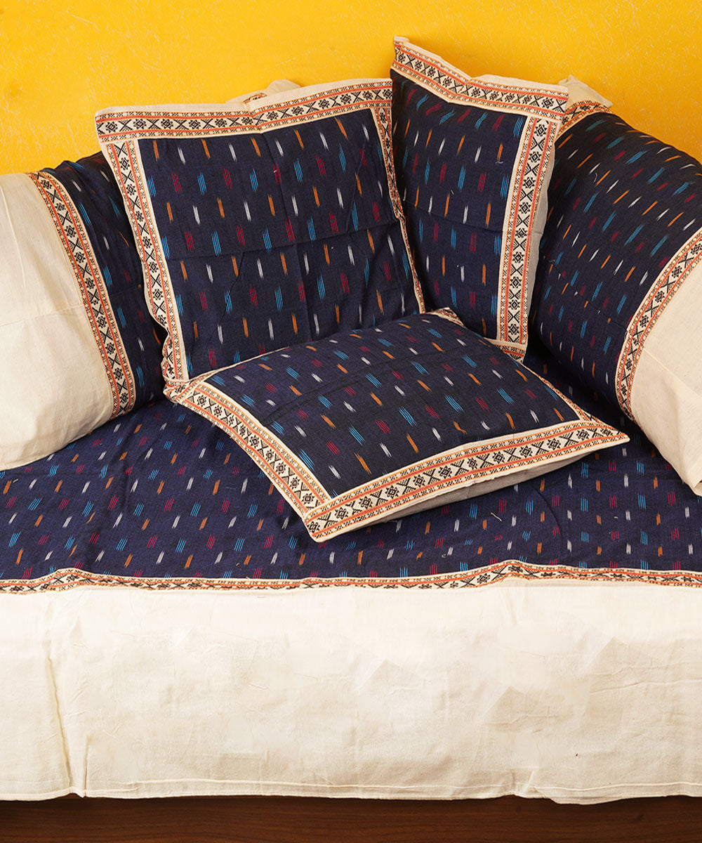 Navy blue cotton handloom pochampally ikat diwan set