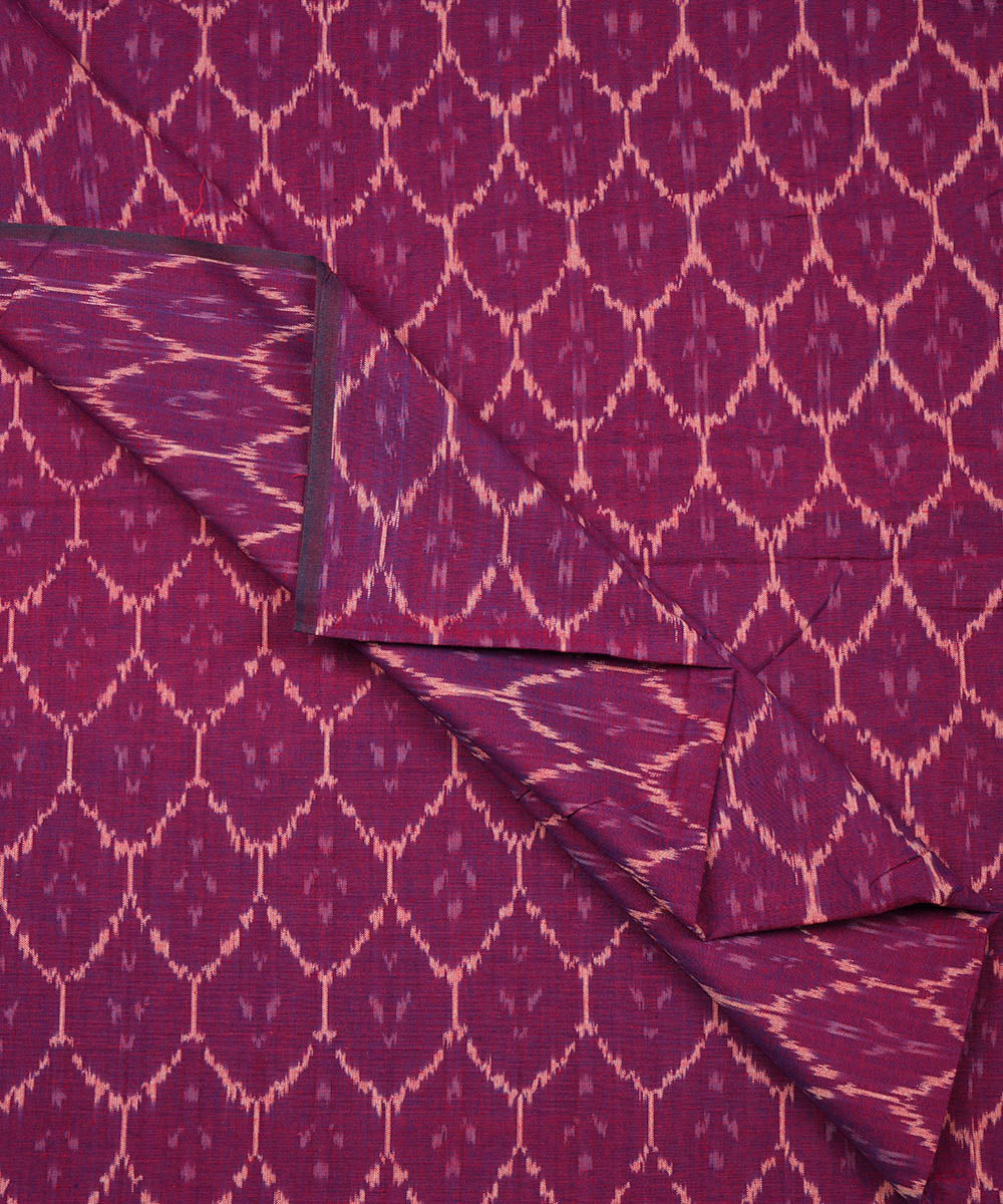 Maroon handwoven cotton pochampally ikat fabric