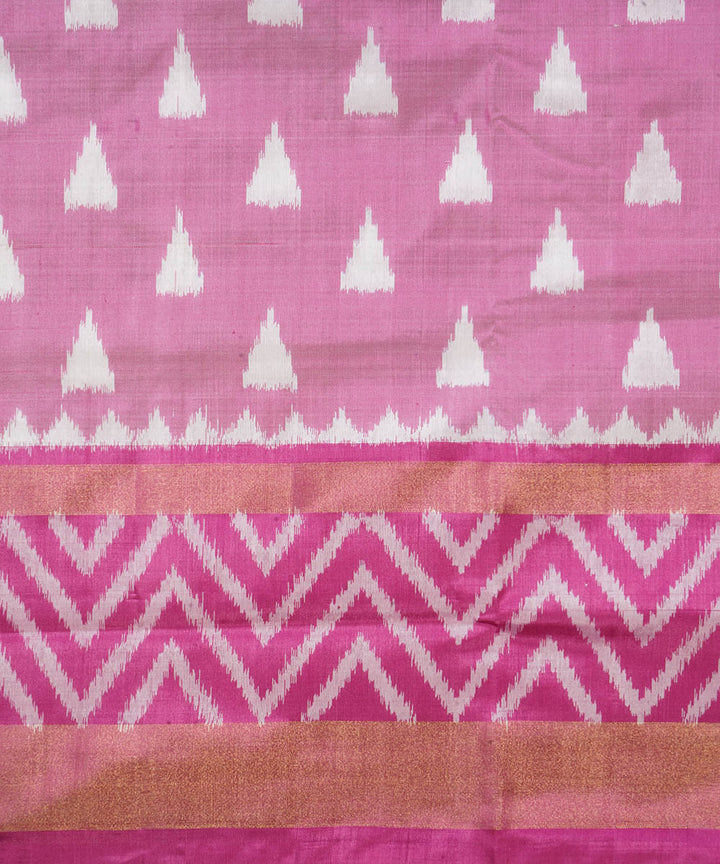 Peach pink silk handwoven pochampally ikat saree