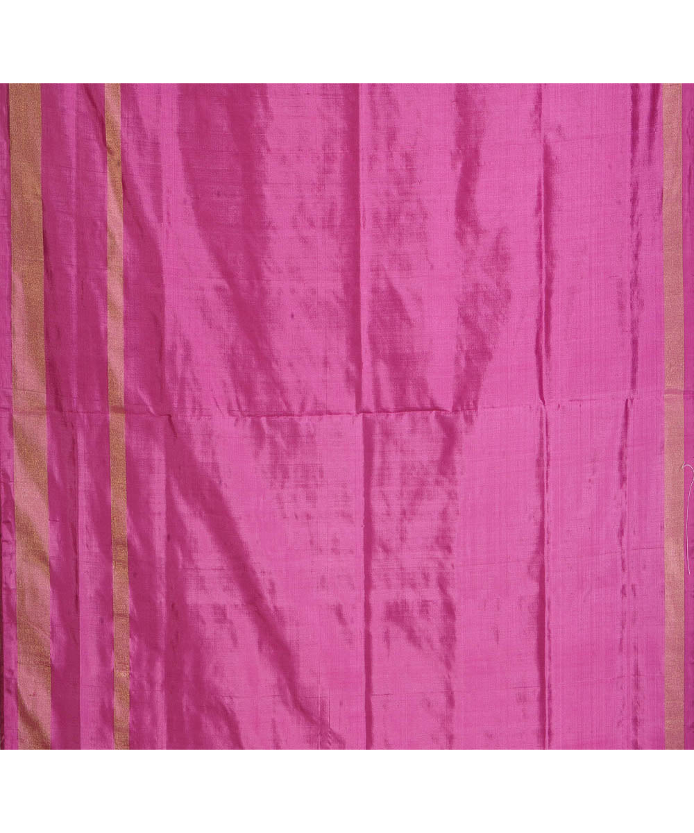 Peach pink silk handwoven pochampally ikat saree