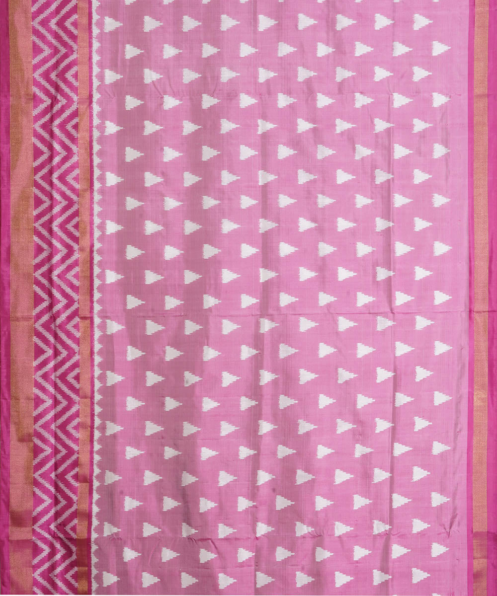 Peach pink silk handwoven pochampally ikat saree