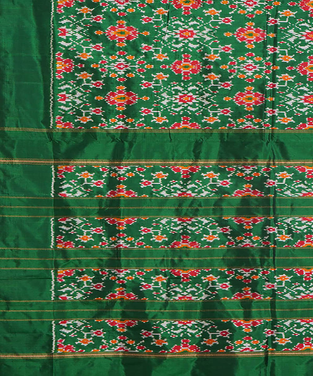 Dark green silk handwoven pochampally ikat saree