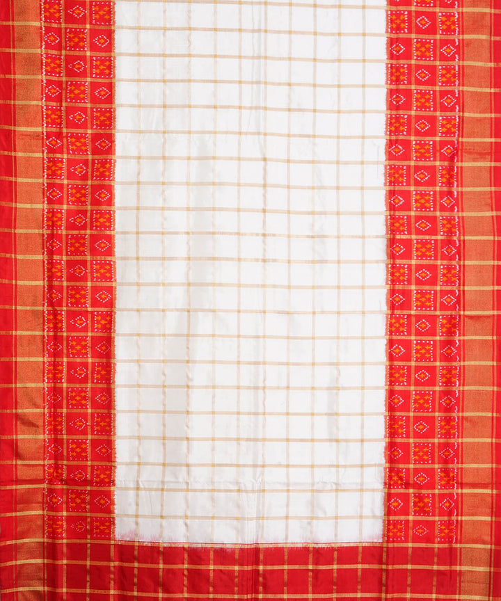 White red silk handwoven pochampally ikat saree
