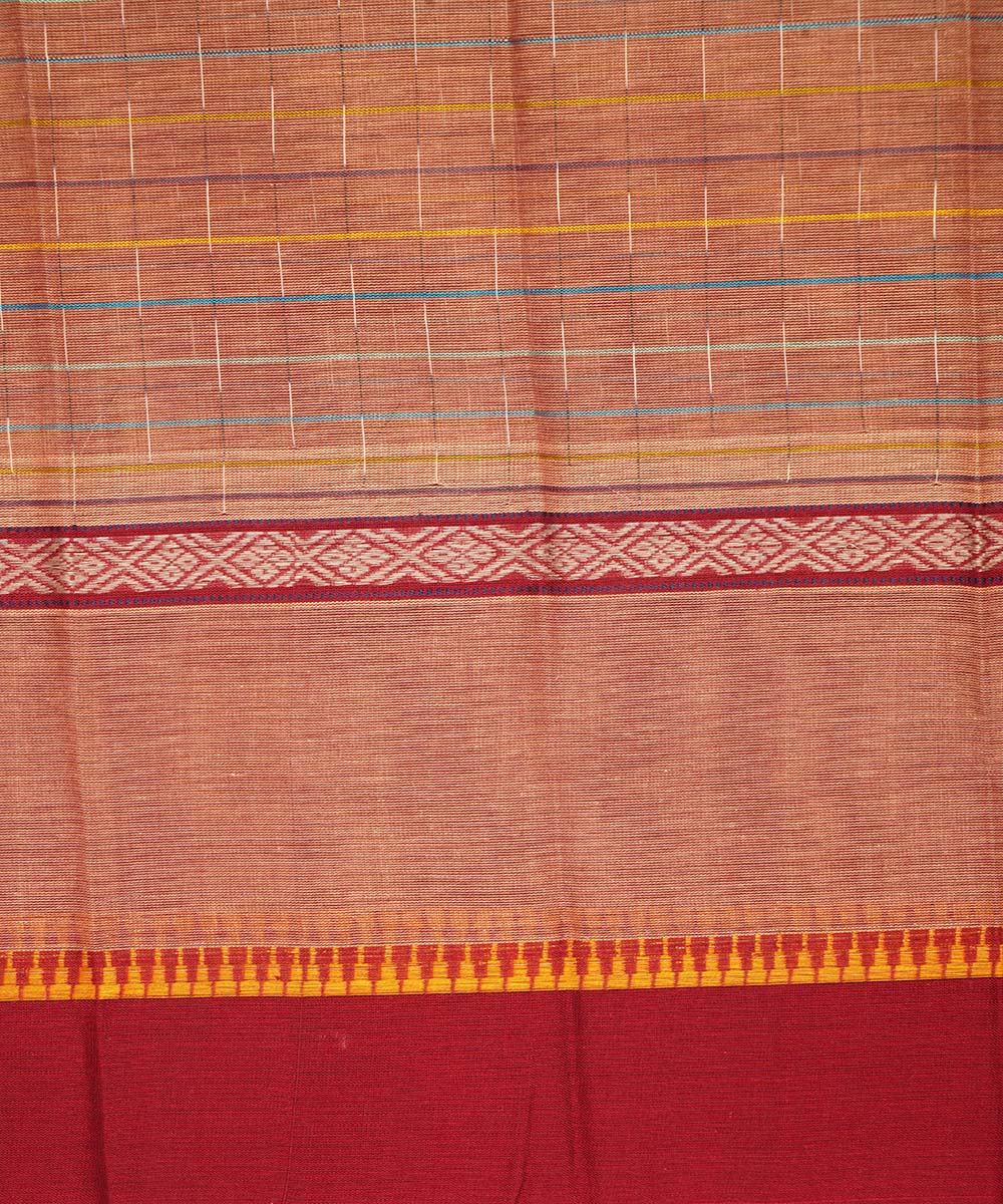 Light brown cotton handwoven narayanapet saree