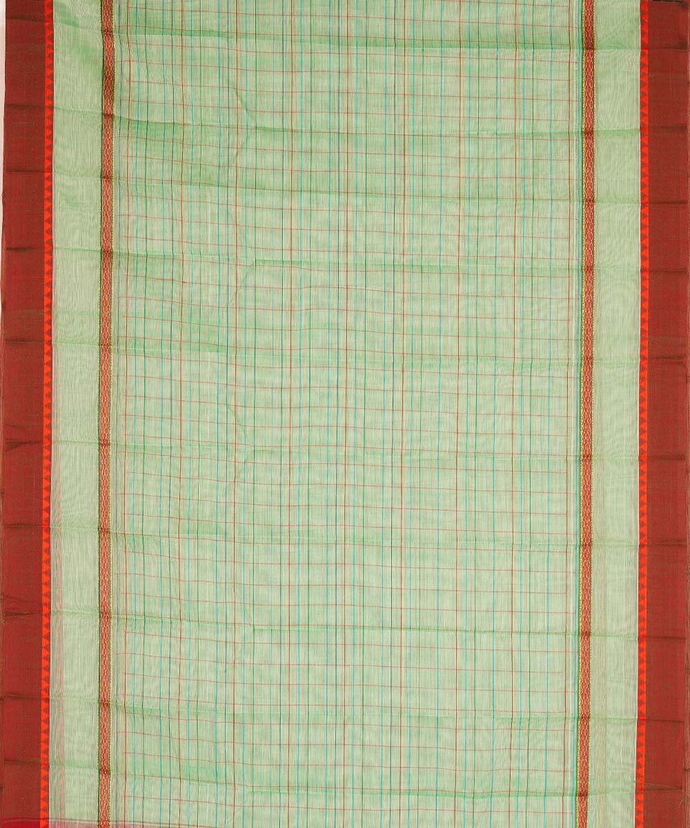 Light green cotton handwoven narayanapet saree
