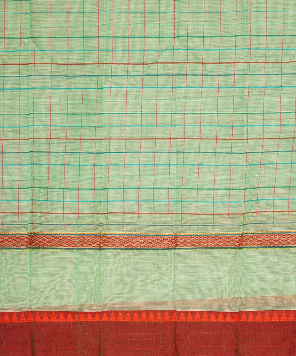 Light green cotton handwoven narayanapet saree