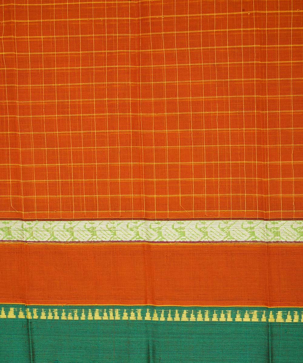 Brick brown cotton handwoven narayanapet saree
