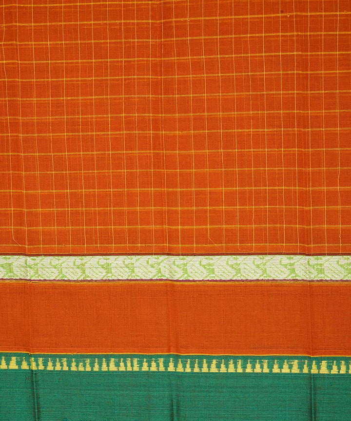 Brick brown cotton handwoven narayanapet saree
