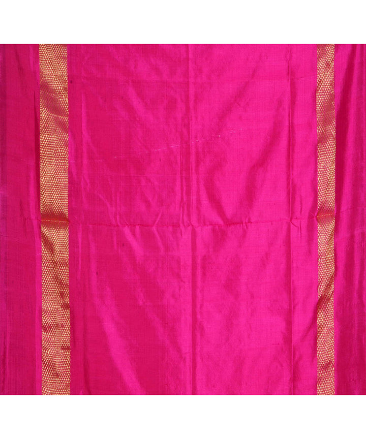 White pink silk handwoven pochampally ikat saree