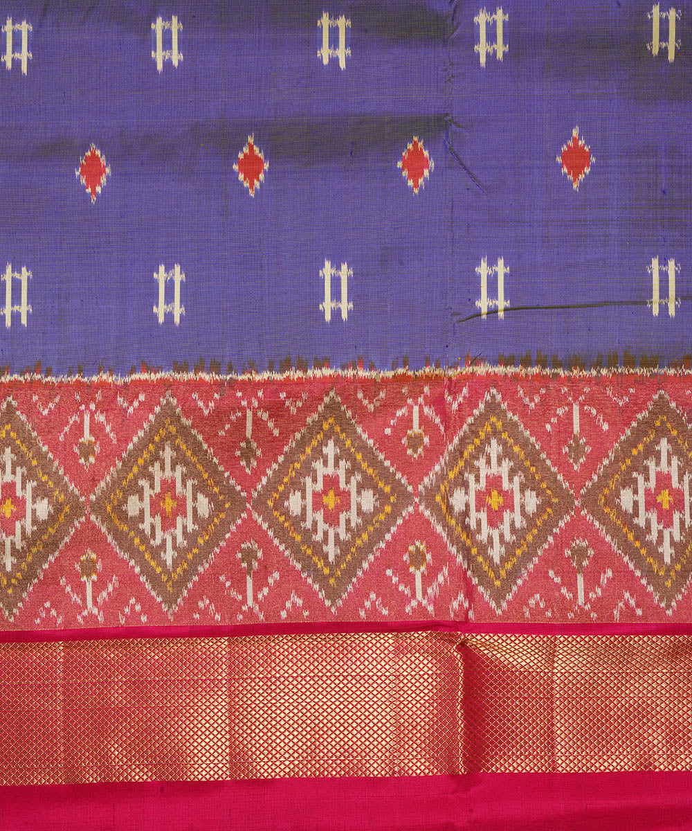 Grey pink silk handwoven pochampally ikat saree