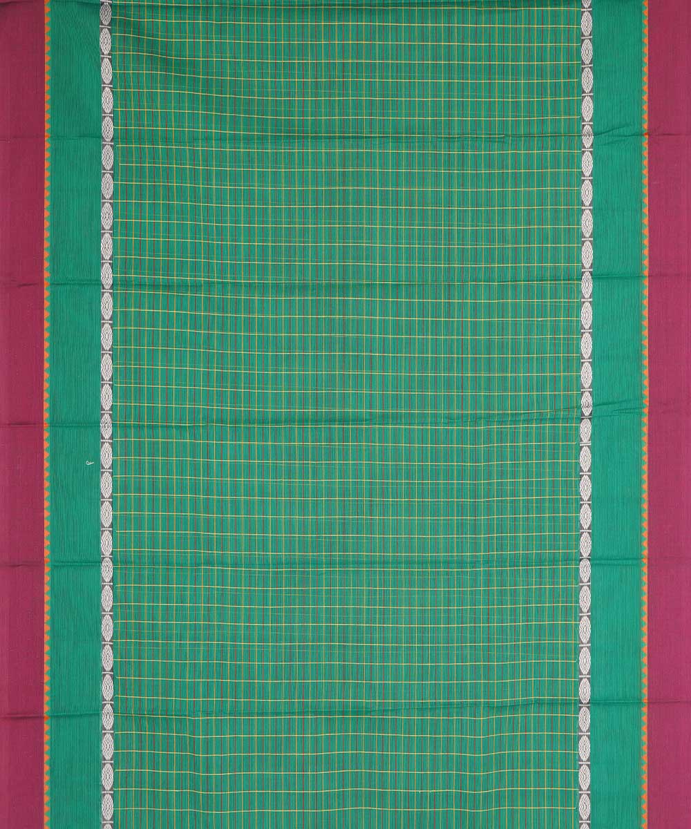 Dark green checks cotton handwoven narayanapet saree