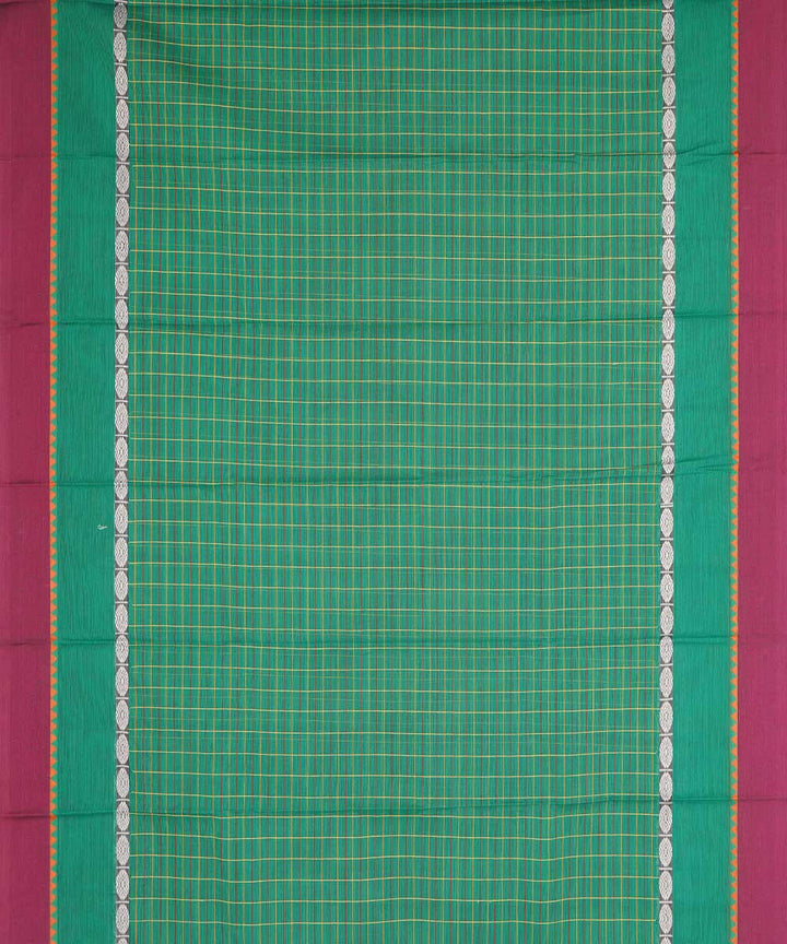 Dark green checks cotton handwoven narayanapet saree