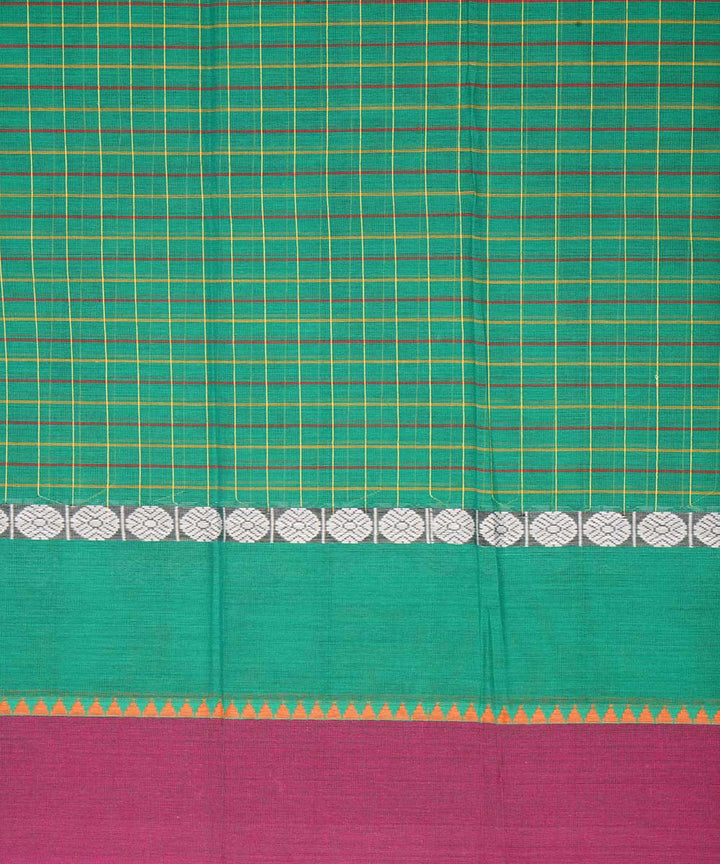 Dark green checks cotton handwoven narayanapet saree