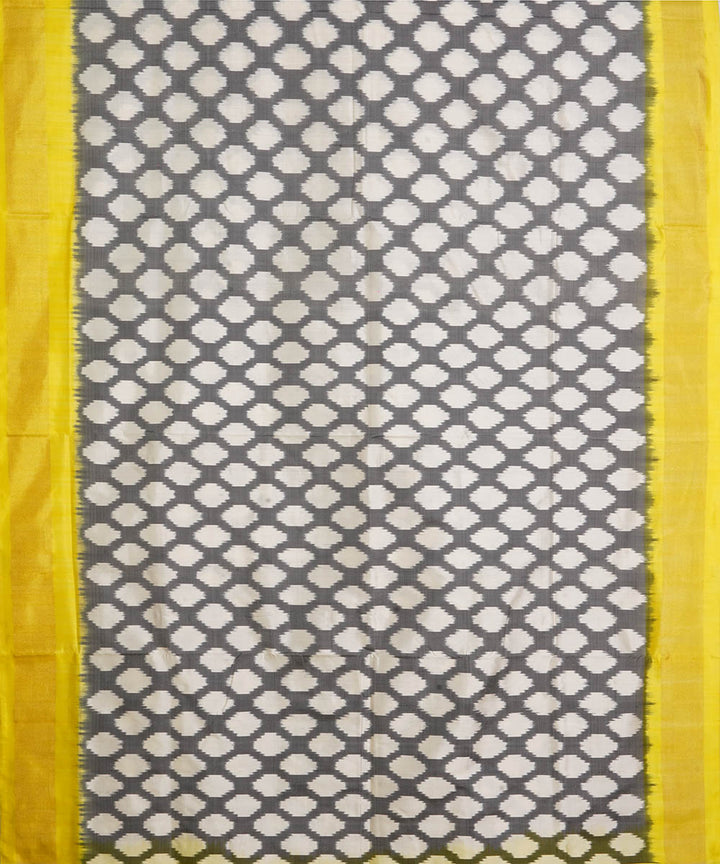 Grey yellow silk handwoven pochampally ikat saree