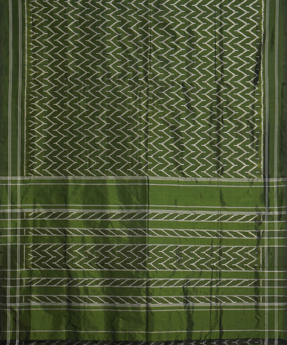 Olive green silk handwoven pochampally ikat saree