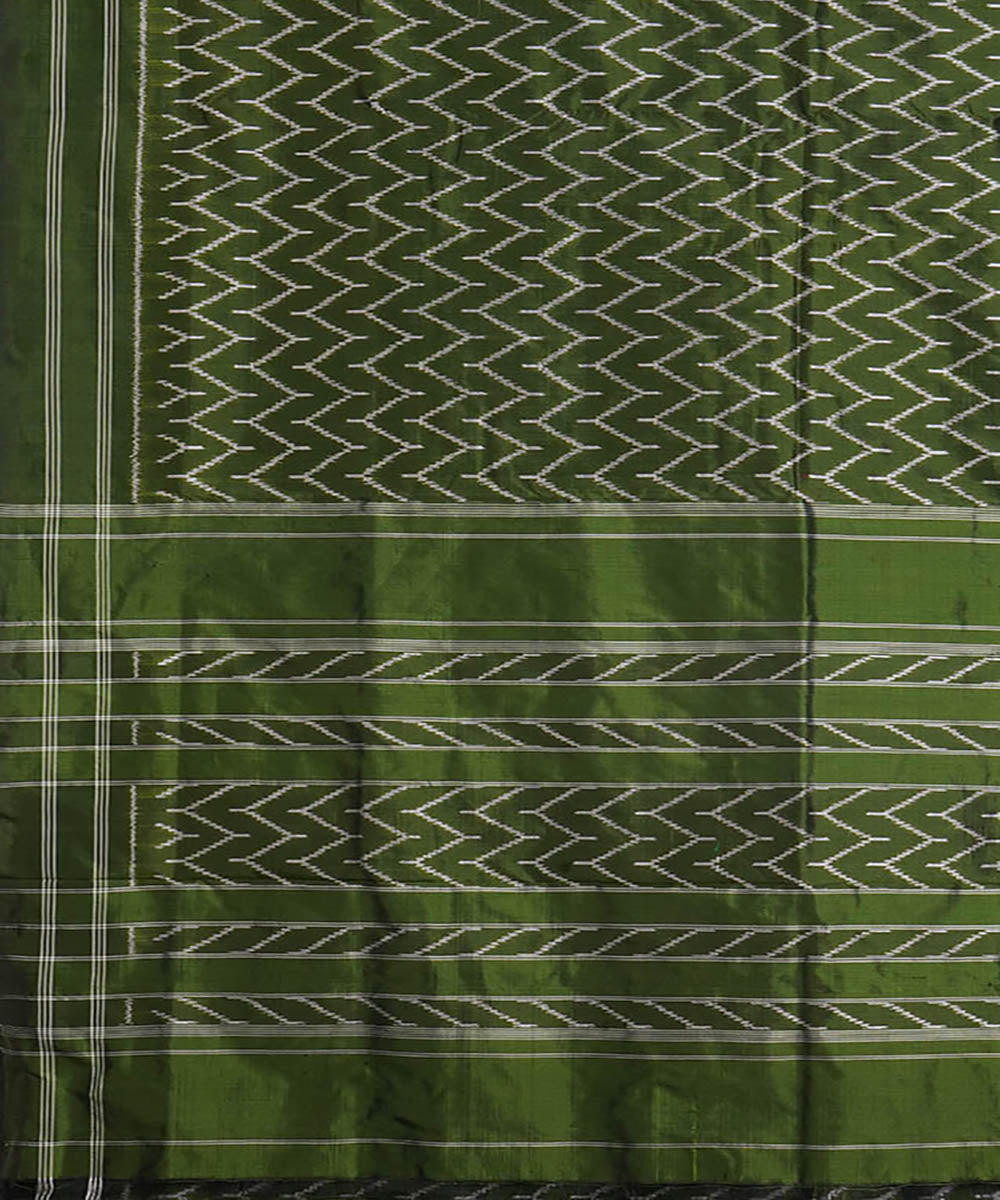 Olive green silk handwoven pochampally ikat saree