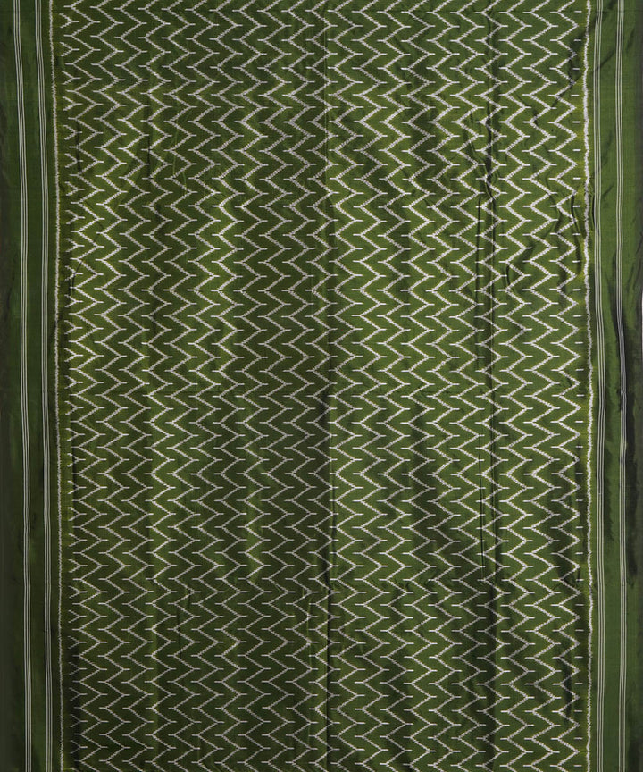 Olive green silk handwoven pochampally ikat saree