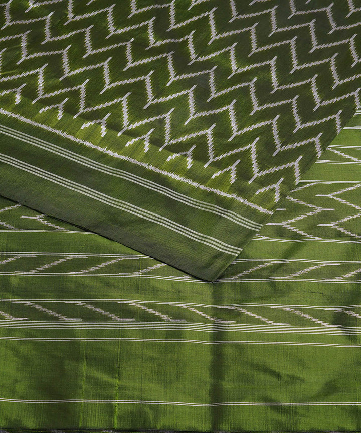 Olive green silk handwoven pochampally ikat saree