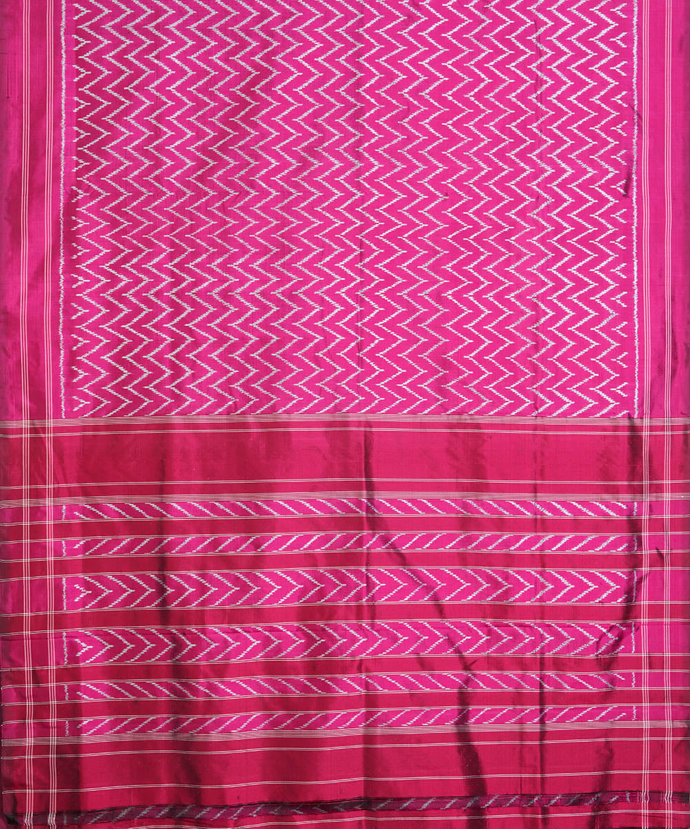 Pink silk handwoven pochampally ikat saree