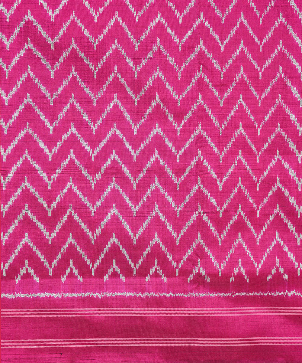 Pink silk handwoven pochampally ikat saree