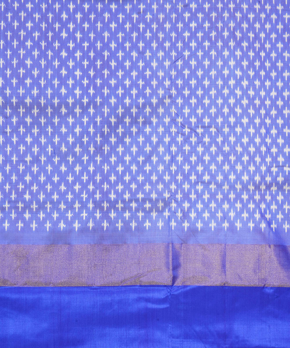 White blue silk handwoven pochampally ikat saree