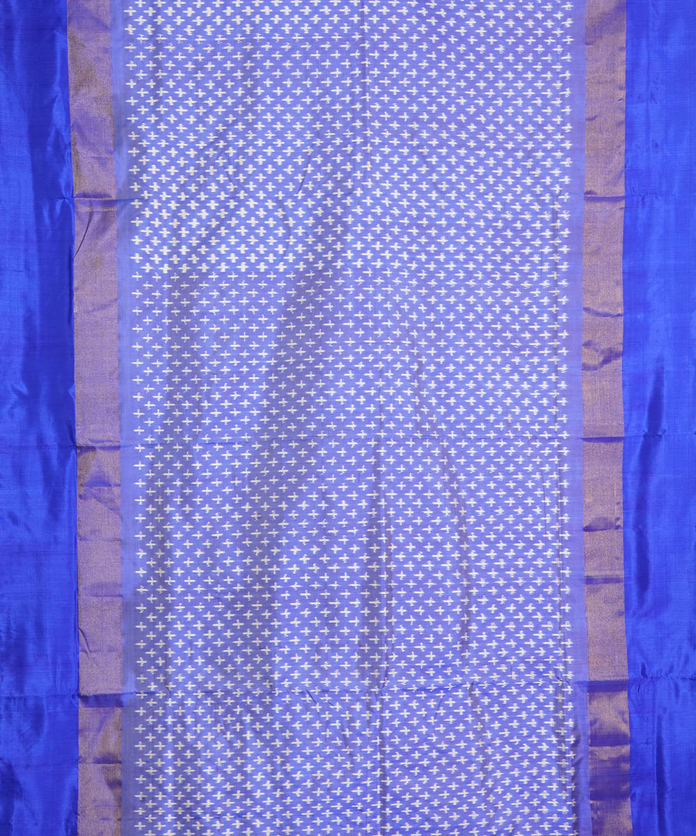 White blue silk handwoven pochampally ikat saree