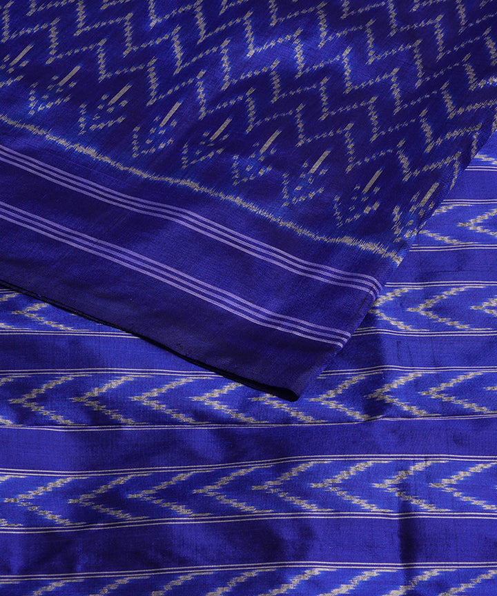 Navy blue silk handwoven pochampally ikat saree