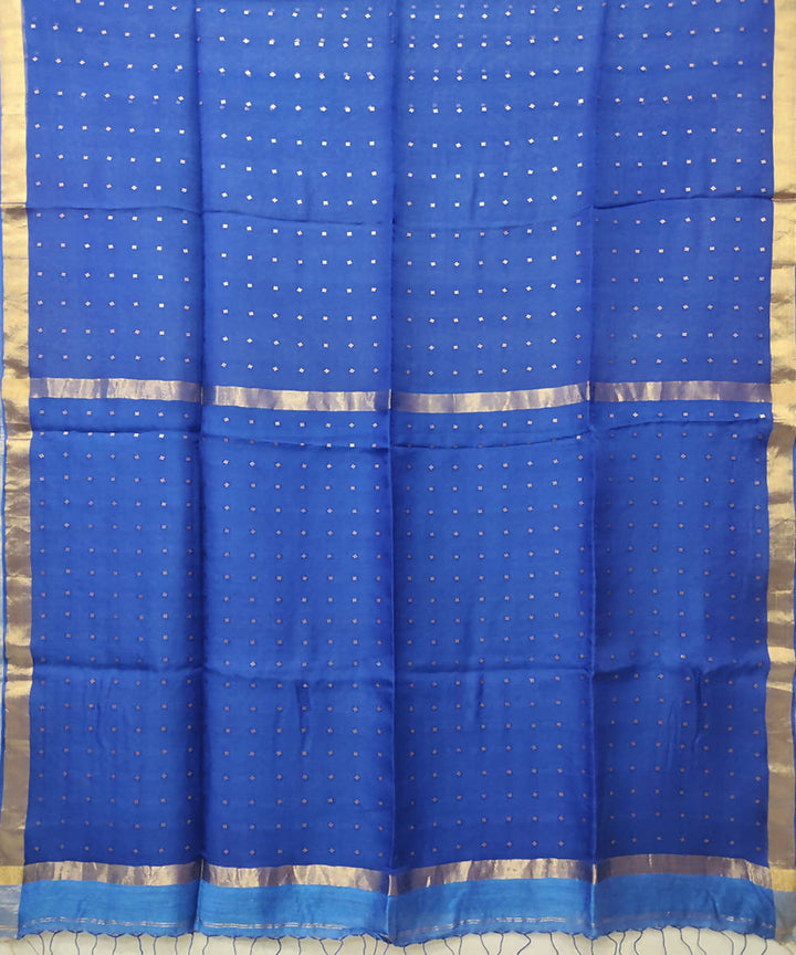Sky blue handwoven resham silk sequin saree