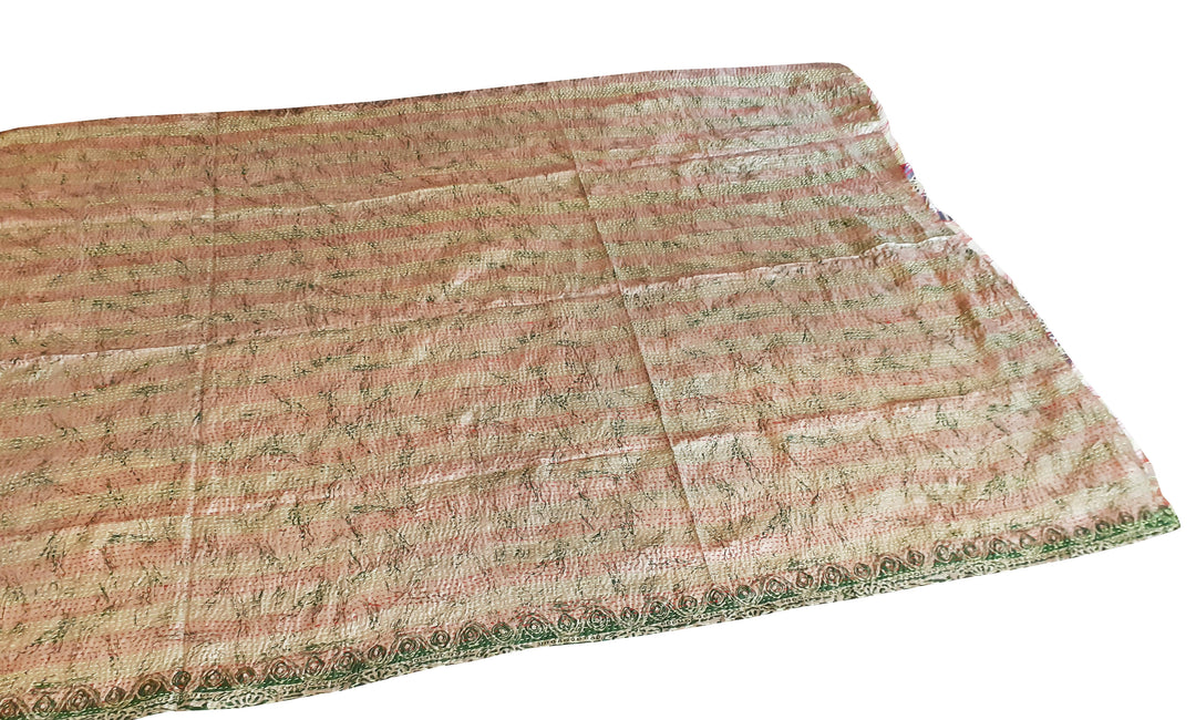 Multicolor Patchwork hand stitched reversible kantha silk shawl