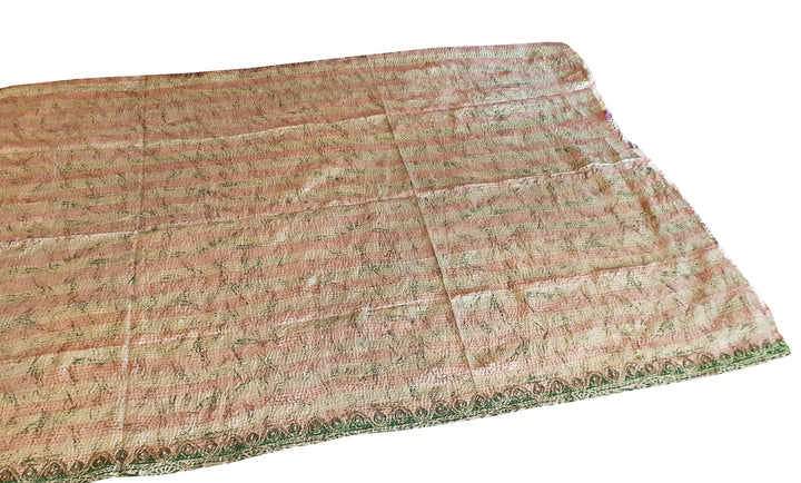 Multicolor Patchwork hand stitched reversible kantha silk shawl