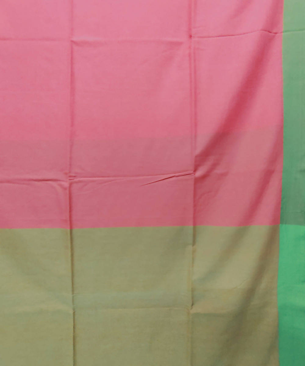 Peach light green handloom handspun cotton saree