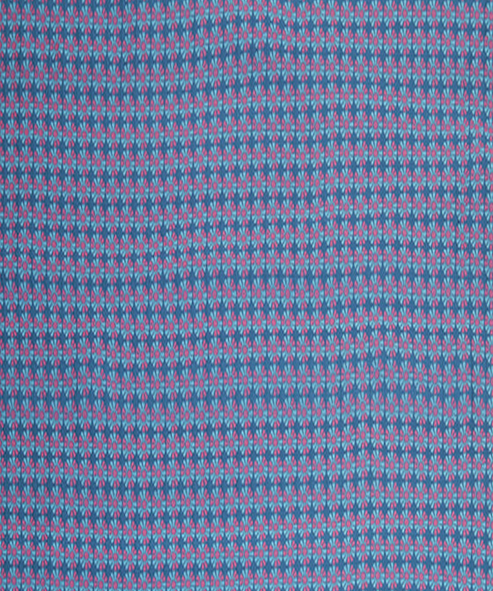 Blue red handwoven banarasi silk fabric