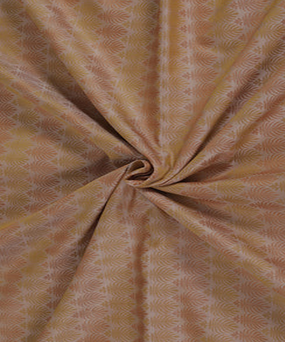 Off white rust handwoven cotton silk banarasi fabric