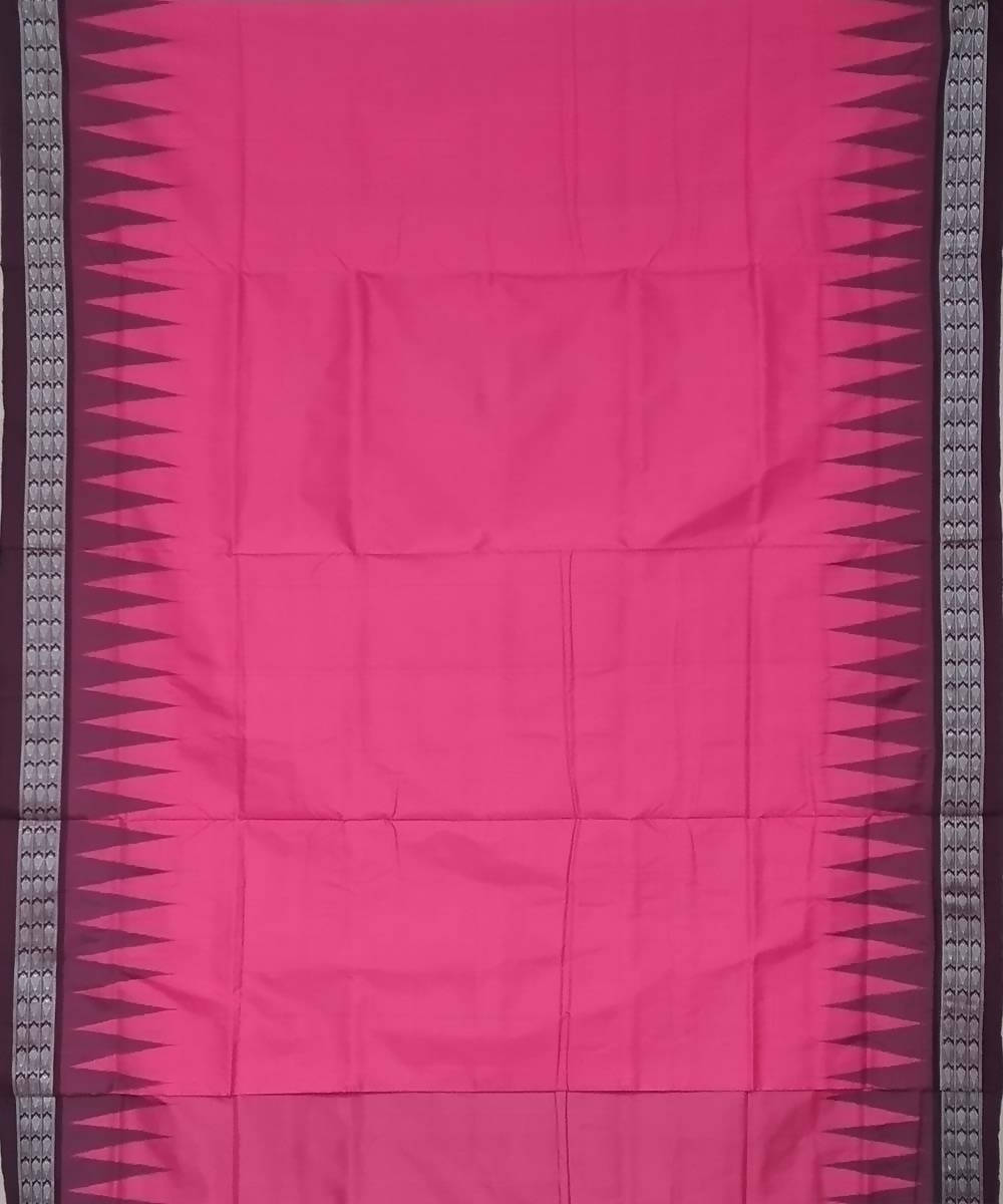 Pink mahogany handwoven silk ikat sambalpuri saree