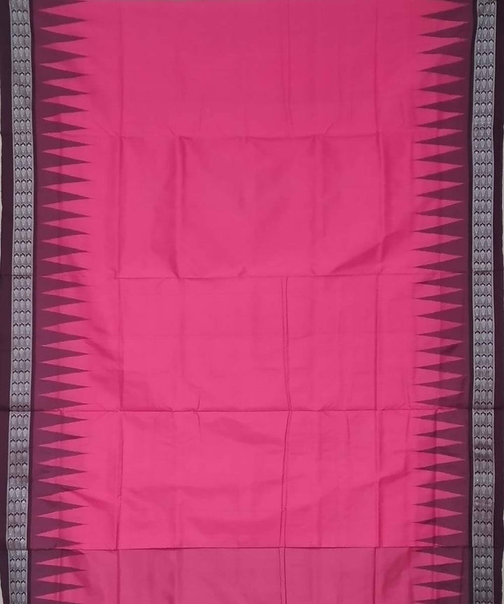 Pink mahogany handwoven silk ikat sambalpuri saree