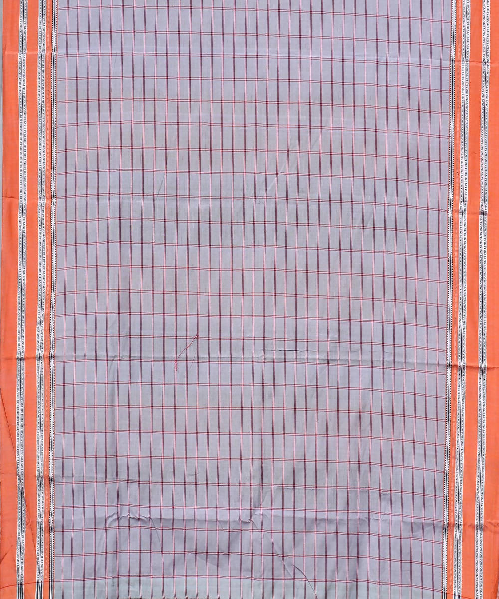 grey red checks handwoven gomi teni border ilkal saree