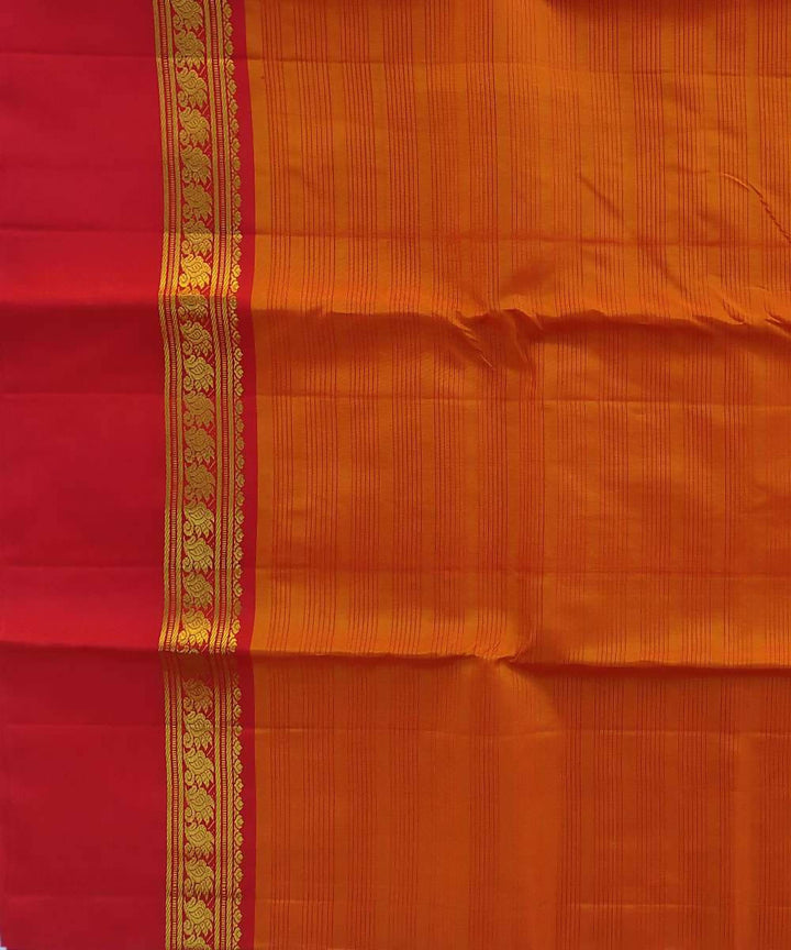 Orange kanjeevaram pure handloom silk saree