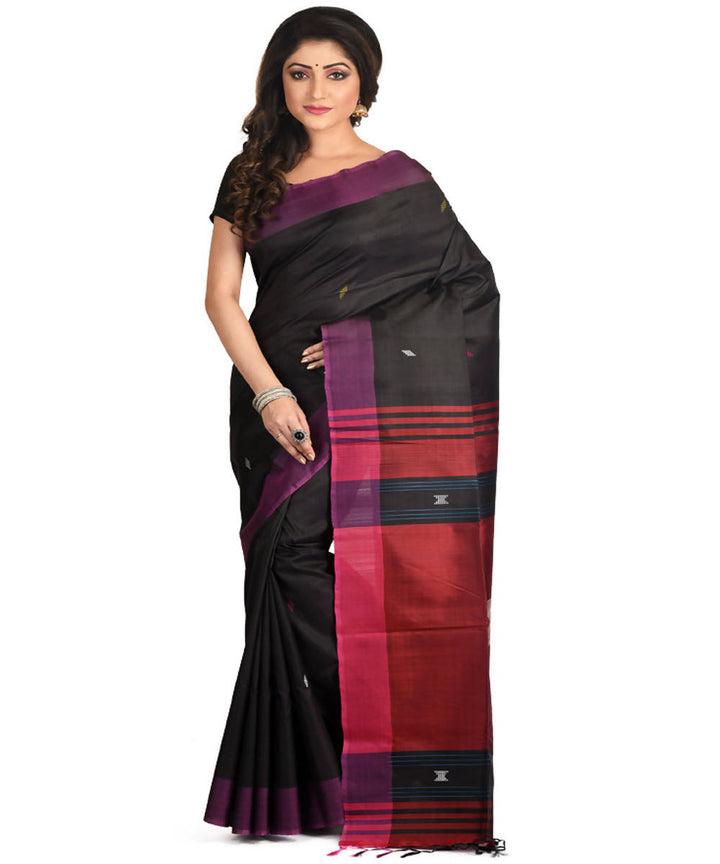 Resham shilpi black bengal silk saree handwith woven design